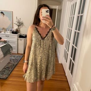 Urban Outfitters patterned slip dress with lace